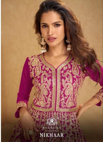 NIKHAAR BY RASALIKA DESIGNER CHINON SILK PAKISTANI SALWAR SUIT WHOLESALER IN INDIA